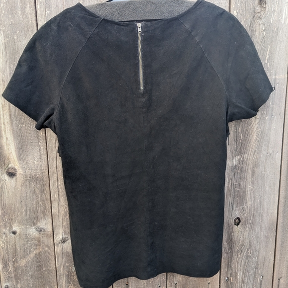 Maison Scotch Black Suede Top With fringe & beads - Picture 3 of 7